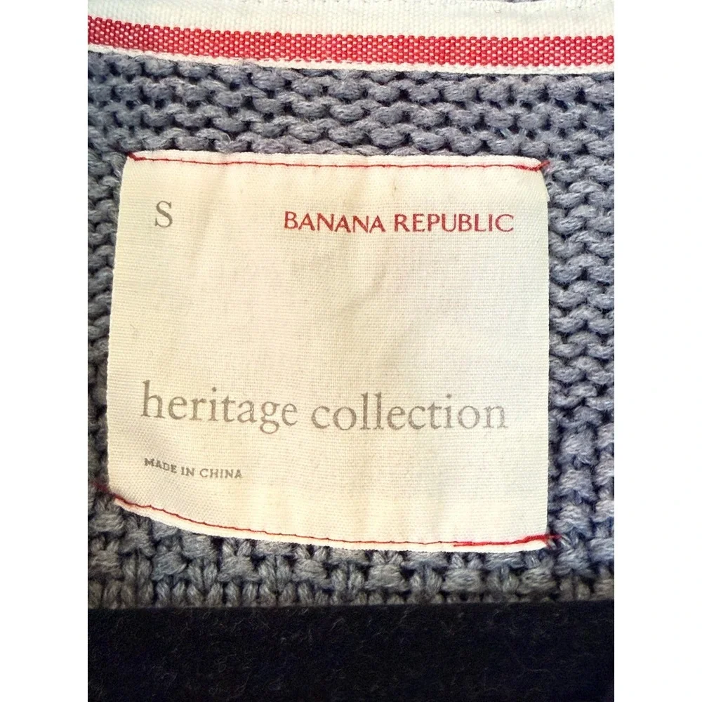 Banana Republic Heritage Collection Mens Navy Blue Cable Knit Cotton Sweater S